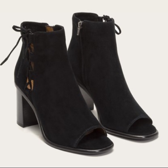 Frye Amy Side Ghillie Lace Up Peep Toe Bootie 8 - Picture 4 of 8